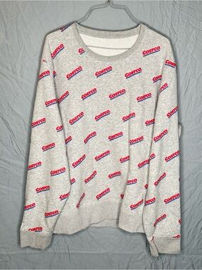 Costco Wholesale All Over Logo Crewneck Sweatshirt Gray Men’s L